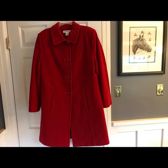 red wool dress coat